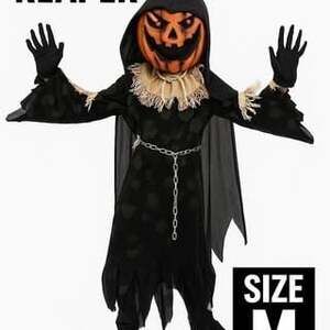 Spooktacular Creations Scarecrow Pumpkin Scary Reaper Costume Kids M